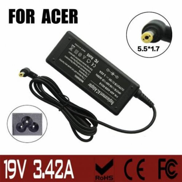 Kuvars Acer Notebook Pa-1650-02 Sadp-65Kb Adp-65Db 19V 3.42 Şarj Aleti ürün görseli