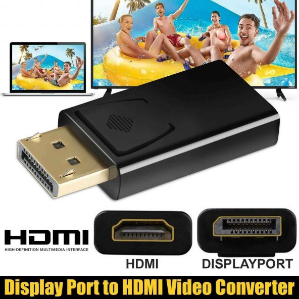 Displayport To Hdmi 4K Kablo Display Port Çevirici Dönüştürücü Mini