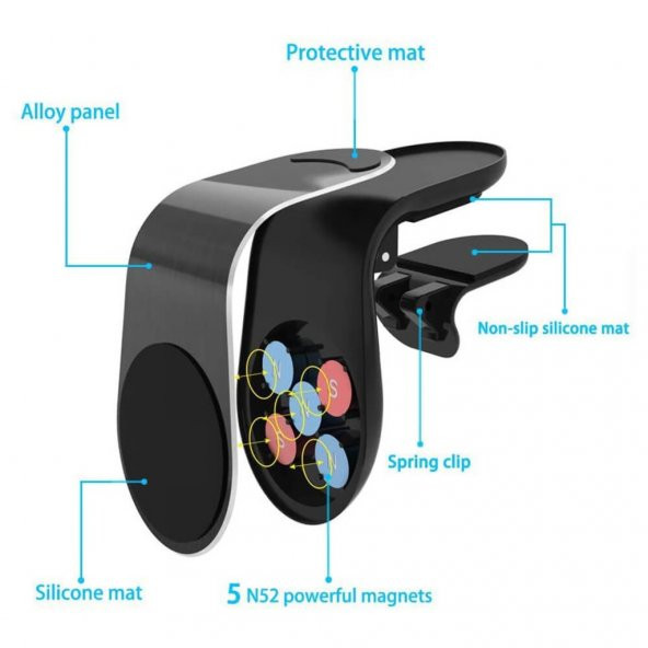 Araç Içi Telefon Tutucu Manyetik Mıknatıs L Tutacak Havalandırma 552903010 - 3