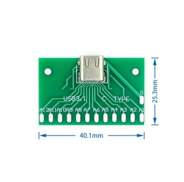 Type C Usb 3 1 Dişi Adaptör Konnektör Bağlantı Port 40X25 MM 24Pin - Resim 4