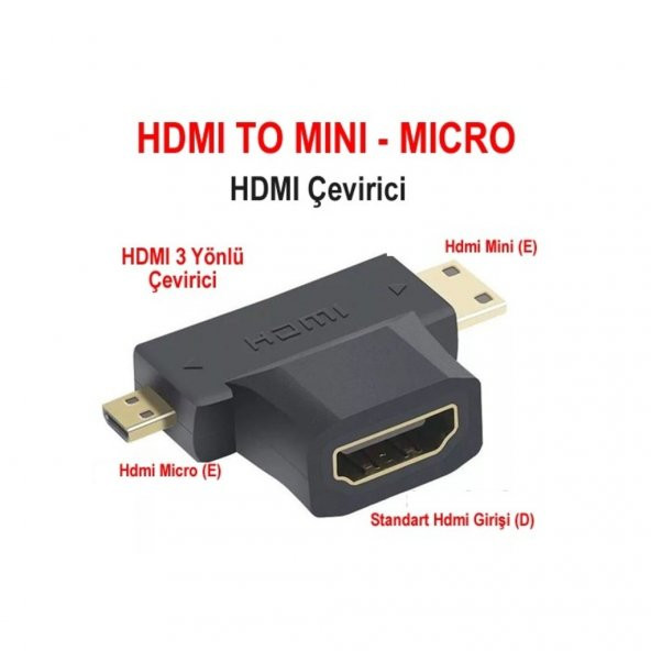 Hdmi To Mini Hdmi Ve Micro Hdmi Çevirici Adaptör Mini Micro Hdmi 552902755 - 2