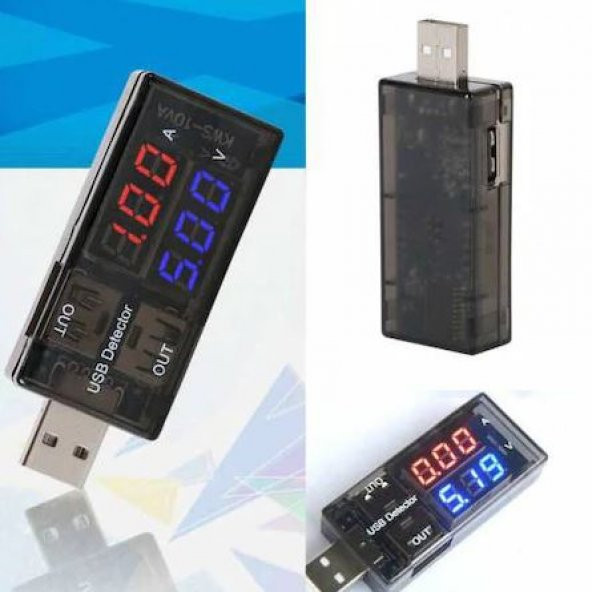 Usb Akım Ölçer Çift Usb Çıkışlı Voltmetre Ampermetre Ölçüm Aleti - 4
