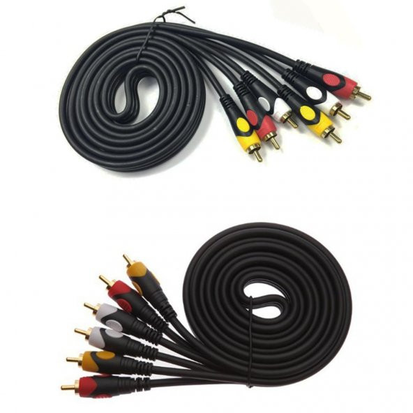 3 Rca To 3 Rca Ses Video Sinyal Kablosu Özel Bakır Slim Seri 10M - Resim 4