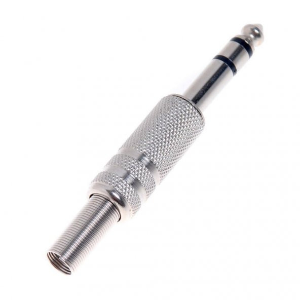 Metal 6.3Mm Stereo Jack Erkek Lehimlik Konnektör Çivi Jack Stereo ürün görseli 1