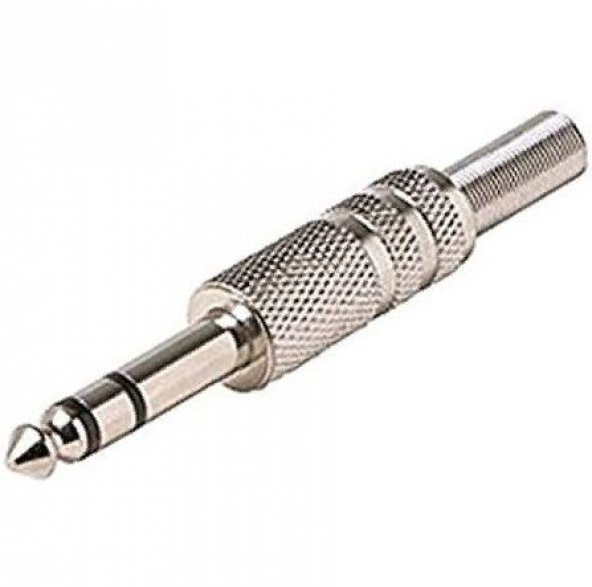 Metal 6.3Mm Stereo Jack Erkek Lehimlik Konnektör Çivi Jack Stereo - Resim 2