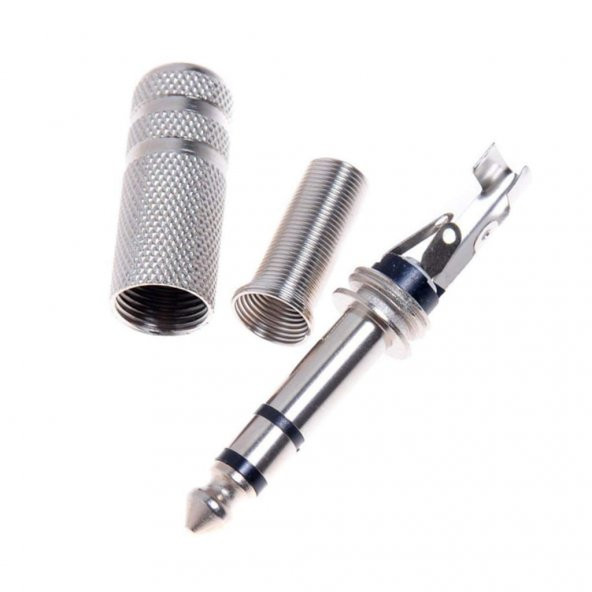 Metal 6.3Mm Stereo Jack Erkek Lehimlik Konnektör Çivi Jack Stereo - Resim 3