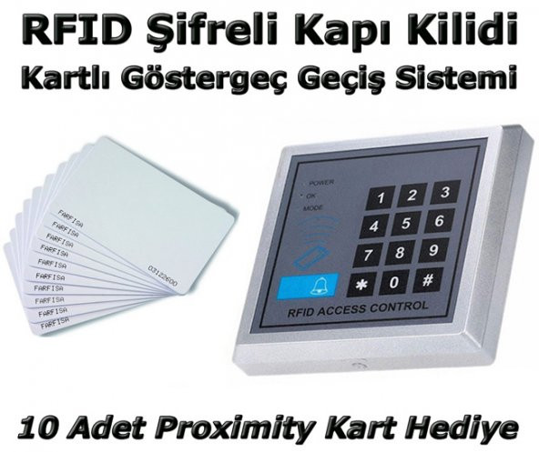 Rfıd Şifreli Kapı Kilidi Kartlı Geçiş Göstergeç 10 Adet Kart - 1