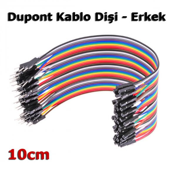 Arduino 10 Cm Dişi Erkek Dupont Kablo 10 Adet ürün görseli