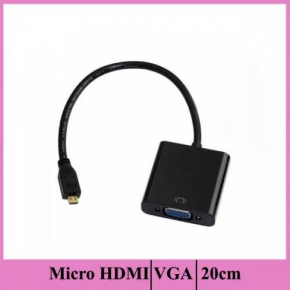 Micro Hdmi Vga Çevirici Kablo Görüntü Aktarma Kablosu Projeksiyon