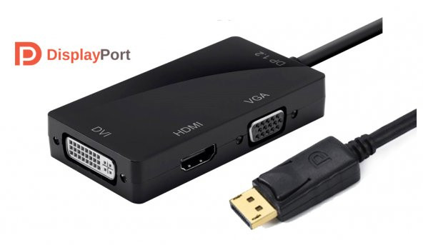 Displayport To Hdmi Vga Dvi Çevirici Dp Dönüştürücü Display Port - 4