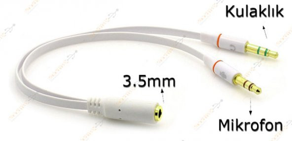 Kulaklık Mikrofon Ayırıcı Y Splitter Kablo 2 X 3 5Mm Stereo - 3