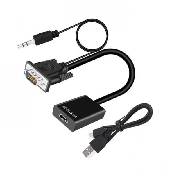 Vga Hdmi Dönüştürücü Kablo + Audio Ses Çevirici Vga To Hdmi - 3