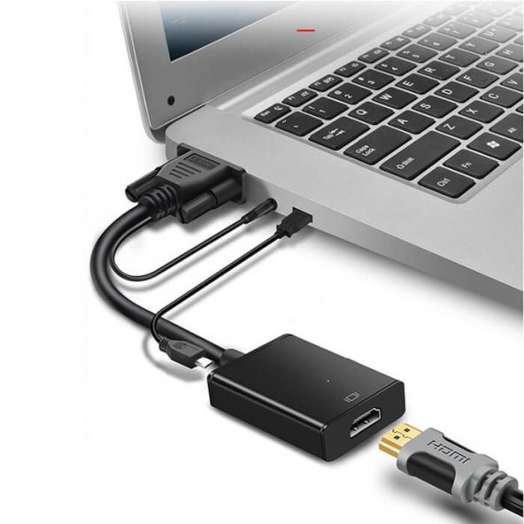 Vga Hdmi Dönüştürücü Kablo + Audio Ses Çevirici Vga To Hdmi - 4