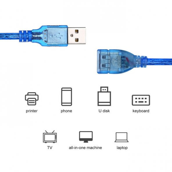 60 Cm Usb Uzatma Kablosu - Usb Erkek Usb Dişi - Resim 2