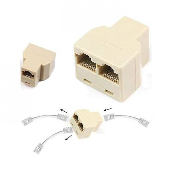 1 Giriş 2 Çıkış Rj45 Ara Çoklayıcı - Ek Bağlantı Konnektör