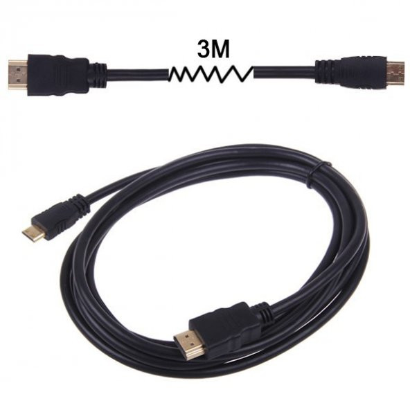 3M Metre Mini Hdmi To Hdmi Kablo Tablet Foto Makinesi Uyumlu - 2