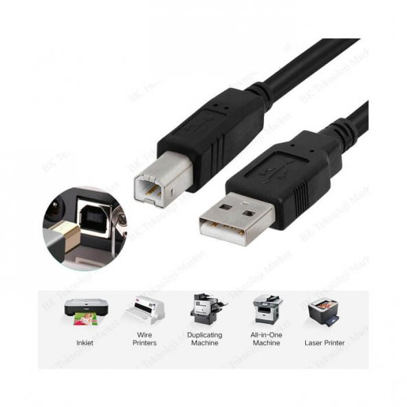 Usb Yazıcı Kablosu Hp Canon Brother Printer Kablosu 1.8 Metre - Resim 3