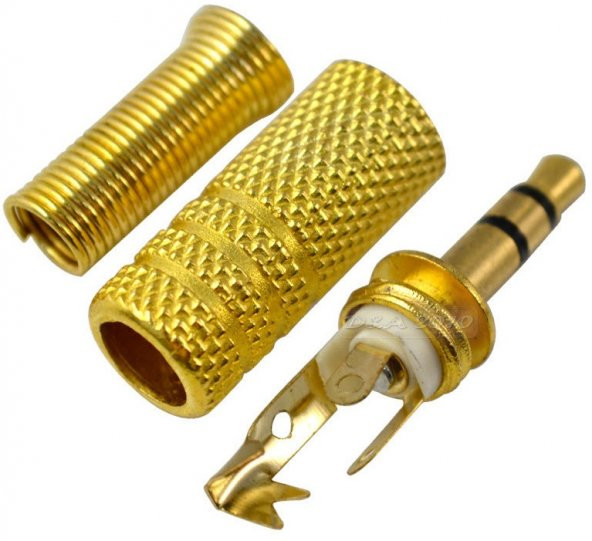 3.5 Mm Stereo Erkek Jak Metal Gold Altın Sarı - Resim 2