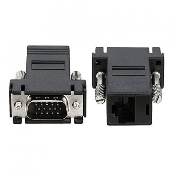 Vga Extender Male To Lan Cat5 Cat5E Rj45 Female 2 Adet - Resim 2