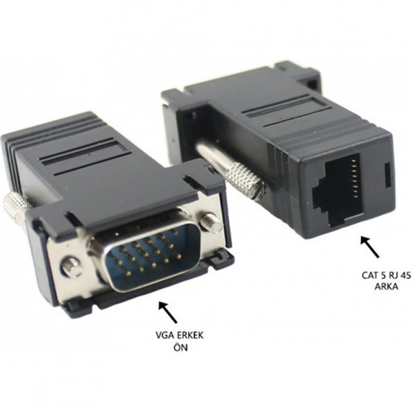 Vga Extender Male To Lan Cat5 Cat5E Rj45 Female 2 Adet - Resim 3
