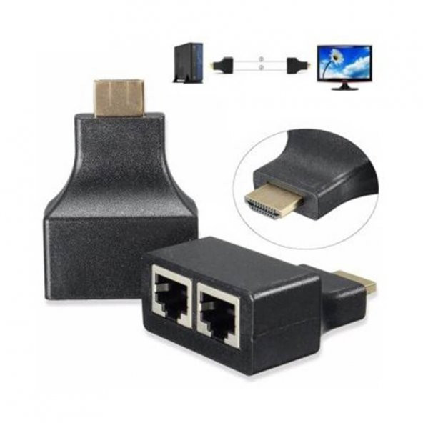 Wozlo Hdmi Extender RJ45 Cat5e CAT6 Kablo 30 M - Resim 3