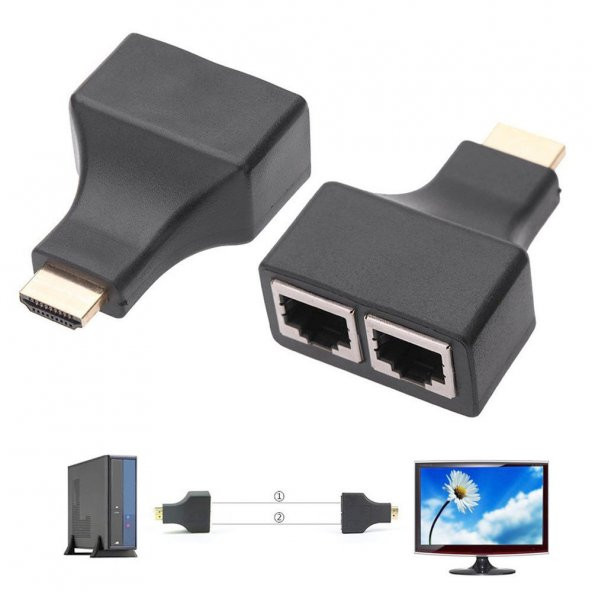 Wozlo Hdmi Extender RJ45 Cat5e CAT6 Kablo 30 M - Resim 4