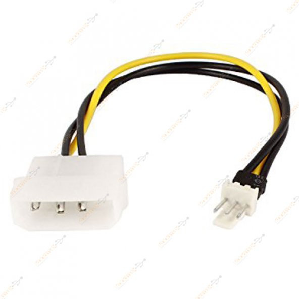 Molex 4 Pin To 3 Pin Erkek Fan Konnektör Soket Çevirici - 20Cm