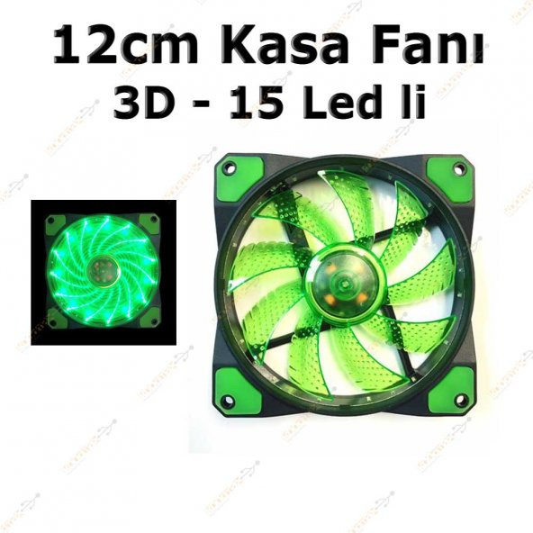 12Cm Kasa Fanı 15 Led Li 3D Görünüm Silikon Pad Yeşil ürün görseli 1