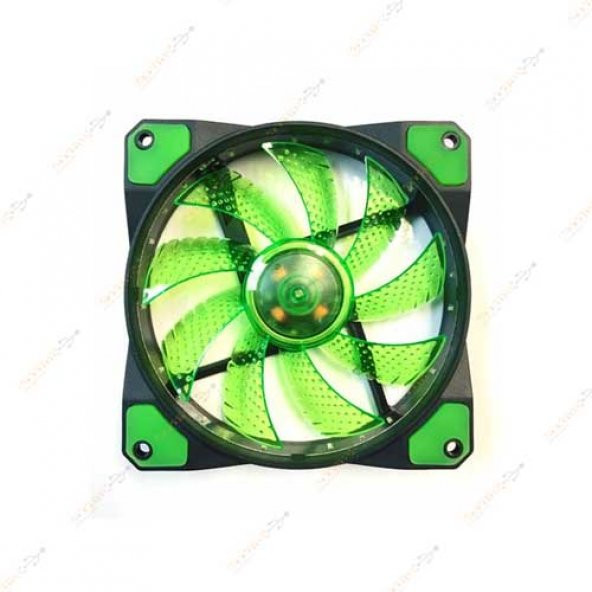 12Cm Kasa Fanı 15 Led Li 3D Görünüm Silikon Pad Yeşil - Resim 2