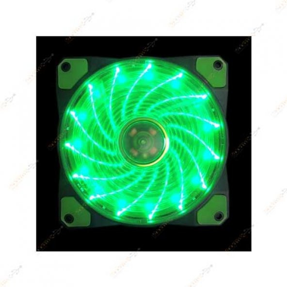 12Cm Kasa Fanı 15 Led Li 3D Görünüm Silikon Pad Yeşil - Resim 3