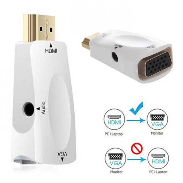 Hdmi To Vga Dönüştürücü Çevirici - Uydu Alıcısıyla Uyumlu - Resim 3
