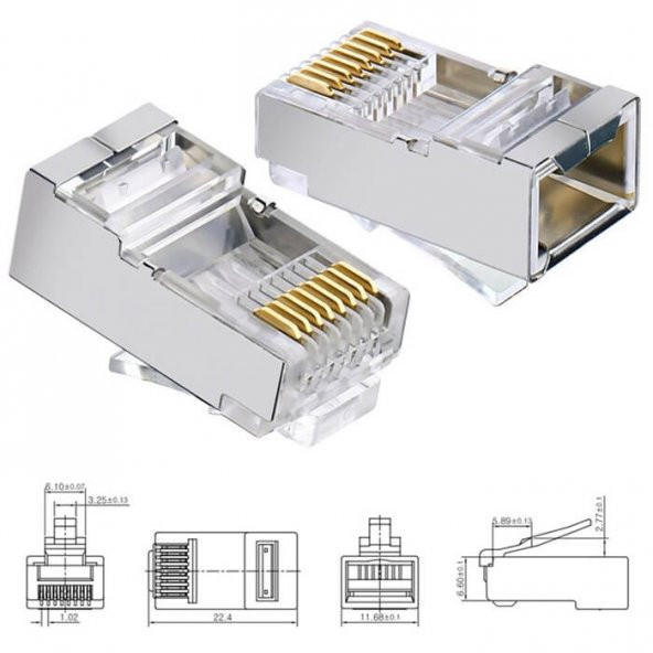 Cat6 Metal Rj45 Jack Konnektör Uç Lan Ethernet Jak 100 Adet - 2