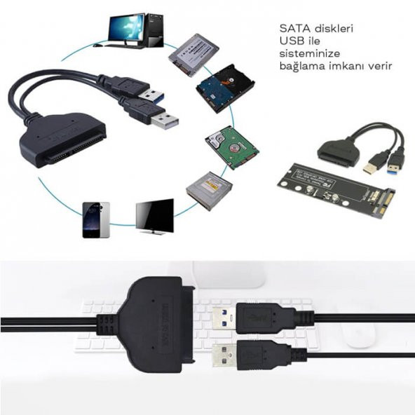Usb 3.0 2.5 Inç Sata Ssd Hdd Hard Disk Kablosu Veri Aktarma - 8