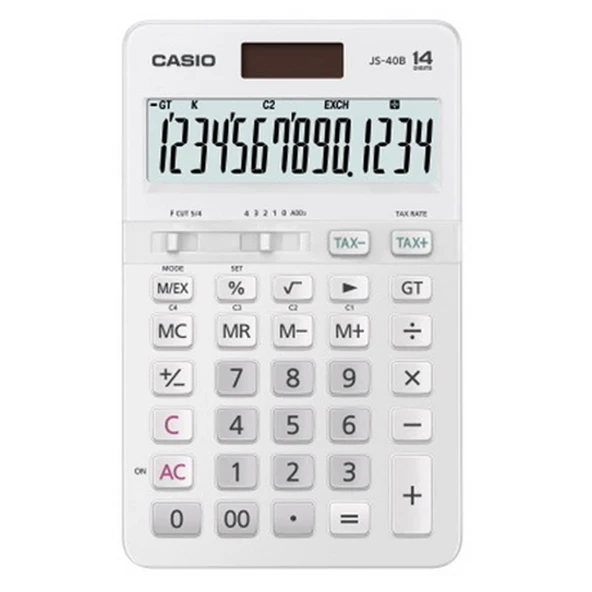 Casio JS-40B-WE Beyaz Profesyonel 14 Hane Masa Üstü Hesap Makinesi ürün görseli 1