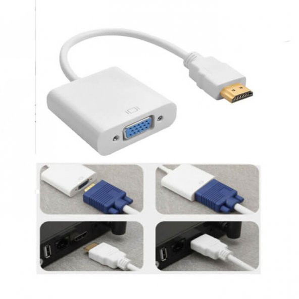 Hdmi To Vga Çevirici Kablo-Hdmı Vga Projeksiyon Notebok Pc Uyumlu - 9