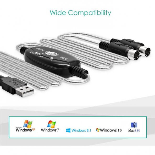 Usb Midi Kablo Org Adaptör Keyboard Adapter Piyano - 2 Metre - 5