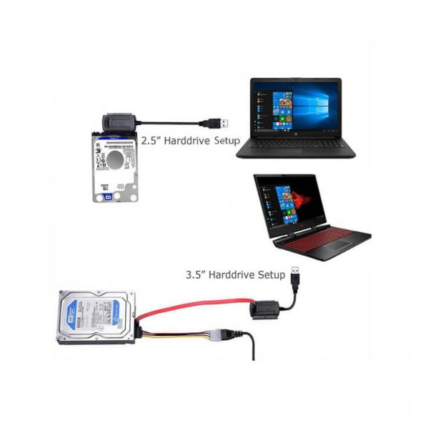 Usb Ide Sata Çevirici Dönüştürücü Hdd Cd/Dvd-Rom Harddisk Kablosu - 7