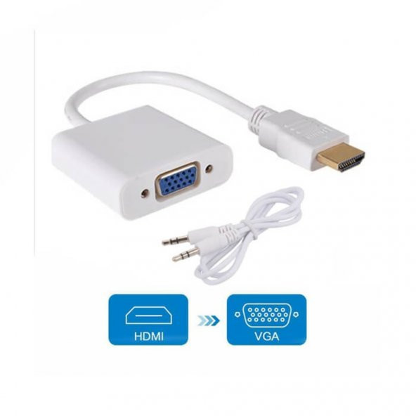 Hdmi To Vga Ses Çıkışlı Kablo Çevirici Dönüştürücü Adaptör 552688669 - 4