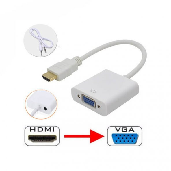 Hdmi To Vga Ses Çıkışlı Kablo Çevirici Dönüştürücü Adaptör 552688669 - 7