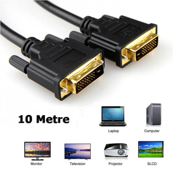 10M Dvi Dvi Kablo - 24+1 Dvi To Dvi Kablo Altın Uç