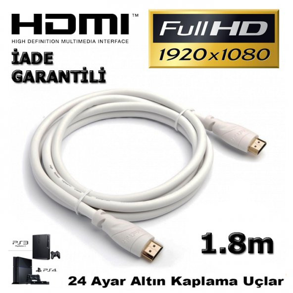 1.8M Metre Hdmi Kablo Ses Görüntü Full Hd 3D Lcd Pc Notebook