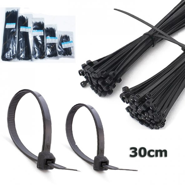 3.6 300Mm - Siyah - 30Cm Kablo Bağı Cırt Kelepçe