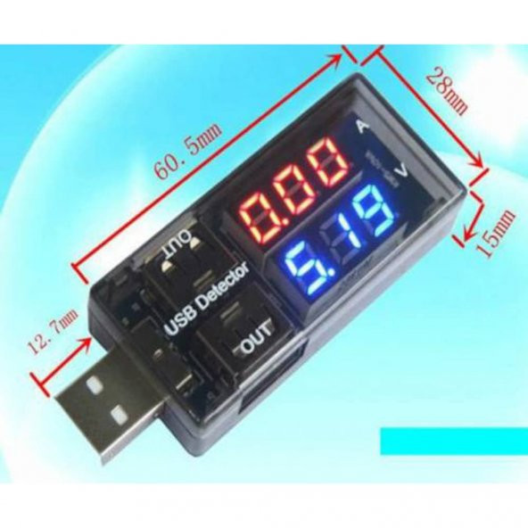 Usb Voltmetre, Usb Ampermetre, Usb Akım Ölçer - Çift Usb Çıkışlı N11.4047 - Resim 2