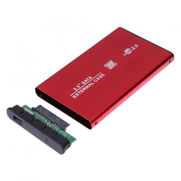 2.5 Hdd Kutusu Usb 2.0 Harici Metal Harddisk Kutusu Kırmızı - Resim 3