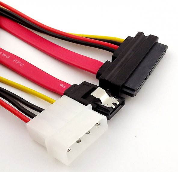 Sata To Sata Kablo 22 Pin To 7 Pin + 4 Pin Molex Power Kablo - Resim 3