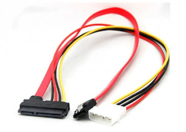 Sata To Sata Kablo 22 Pin To 7 Pin + 4 Pin Molex Power Kablo - Resim 4