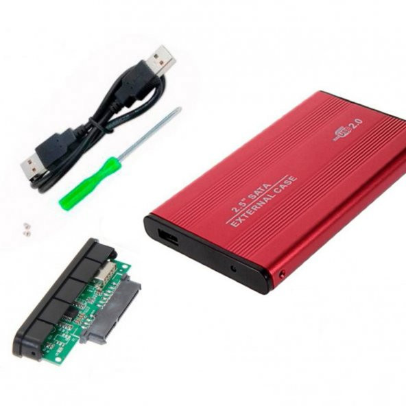 2.5 Hdd Kutusu Usb 2.0 Harici Metal Harddisk Kutusu Kırmızı - Resim 4