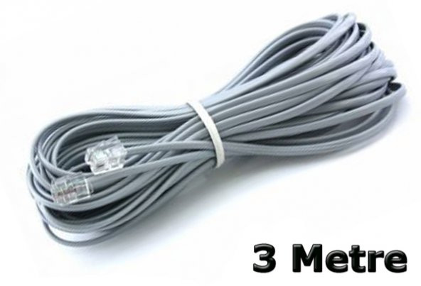 Telefon Kablosu 3 Metre Jacklı Rj11 Köken Kablo Adsl Modem Kablo - 2