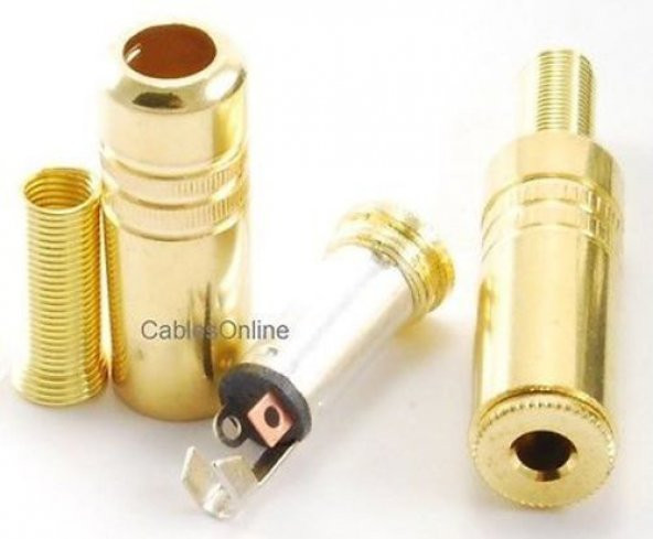 3.5Mm Stereo Dişi Uzatma Jak Jack Metal Konnektör Altın - 1 Adet - 3
