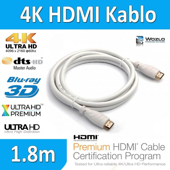 4K Hdmi Kablo 1.8M Metre Ultra Hd 4K 60Hz 2160P High Speed Kablo